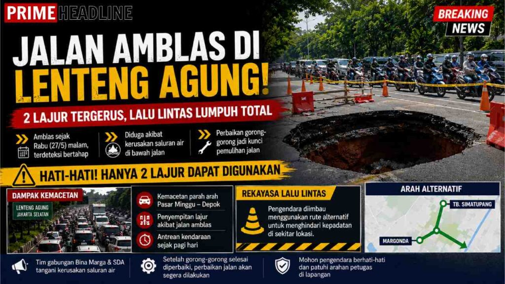 Jalan Raya Lenteng Agung Ambles, Jakarta Selatan Macet Parah